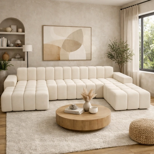 Narożnik BUBBLE w kształcie U Tkanina BOUCLE Manza